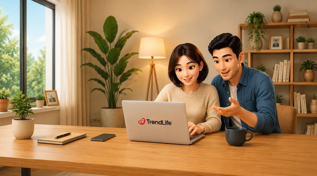Two people getting help with Kaleida on a laptop